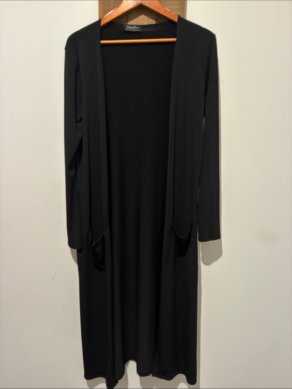 Long Open-Front Women's Black Cardigan